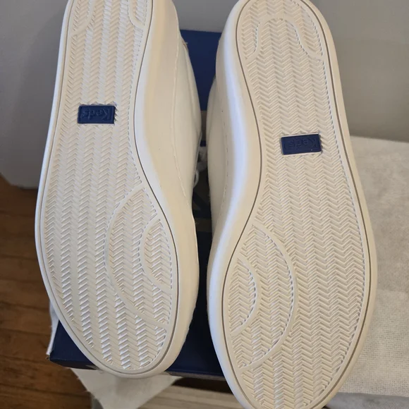 Keds White Leather Sneakers with Blush Heel - Picture 6 of 7